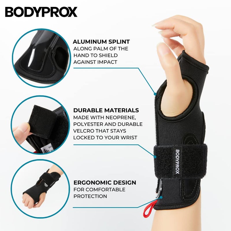 Bodyprox Wrist Guards (1 Pair) for Snowboarding, Skateboarding and Rollerblade, Sports Protection Wrist Guard (Medium) - Image 3