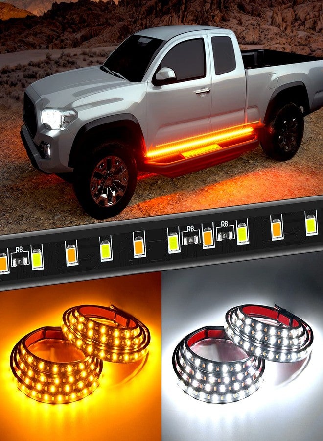 Nilight Truck Running Board Lights 2PCS 60 Inch LED Side Maker White Courtesy Light & Sequential Amber Turn Signal Lighting Strips Kit for Trucks Pickup SUV - Image 1