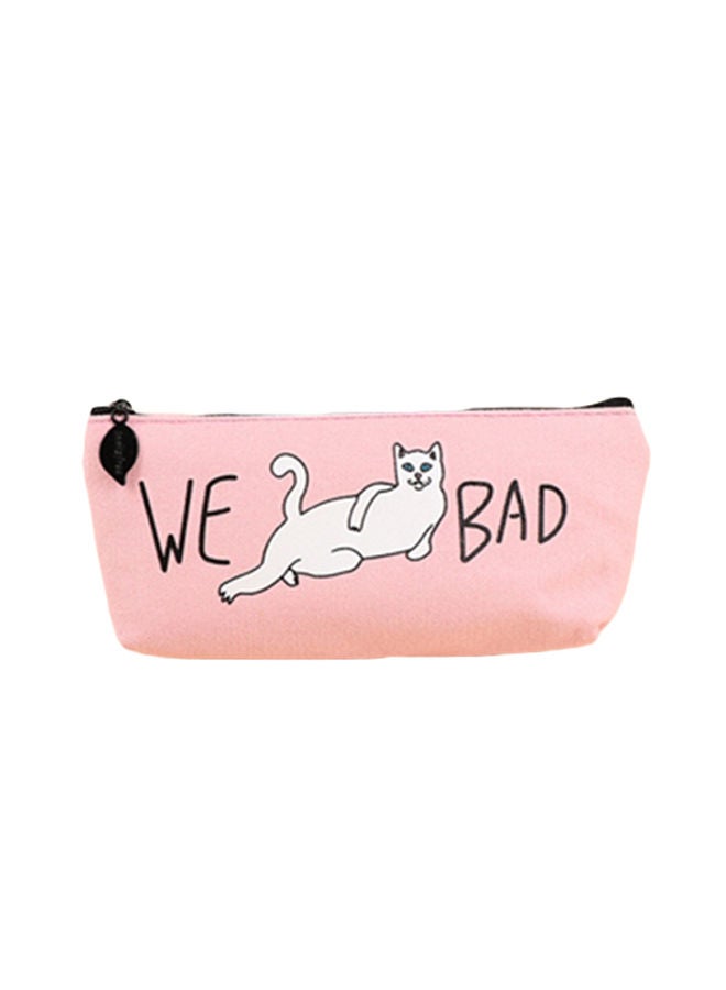NIBEMINENT Monster Cat Pattern Pencil Storage Bag Pink