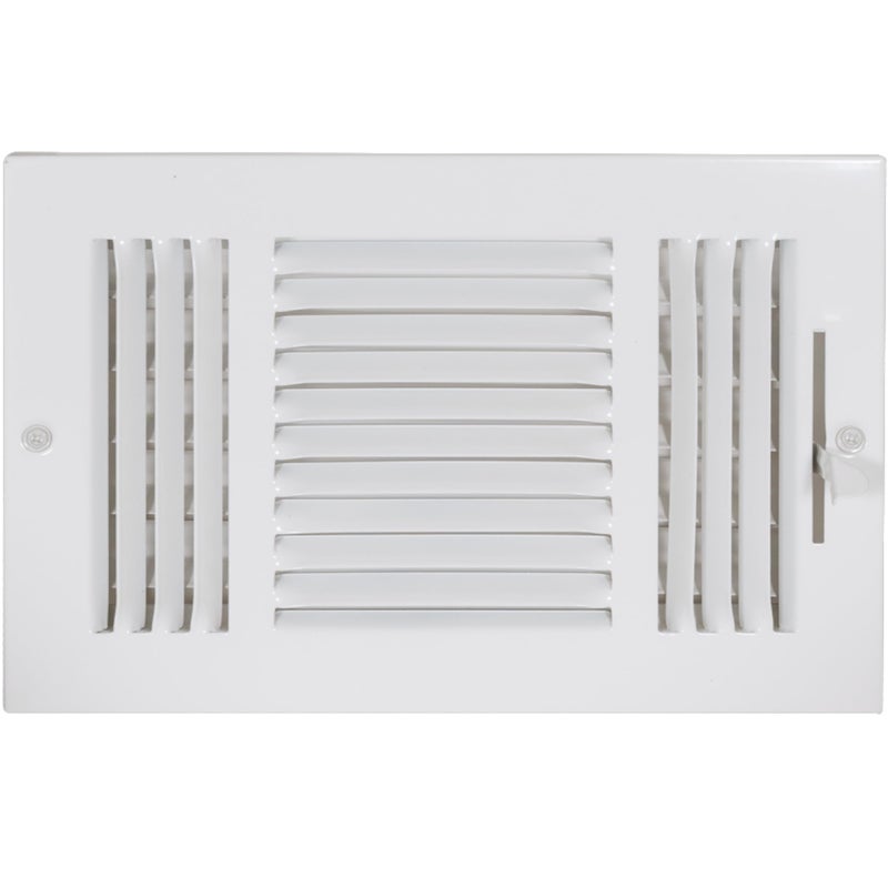 EZFLO 10 x 6 Inch Duct Opening Air Vent Cover for Wall or Ceiling ThreeWay Ventilation Register Solid Steel HVAC Register Cover White 61614