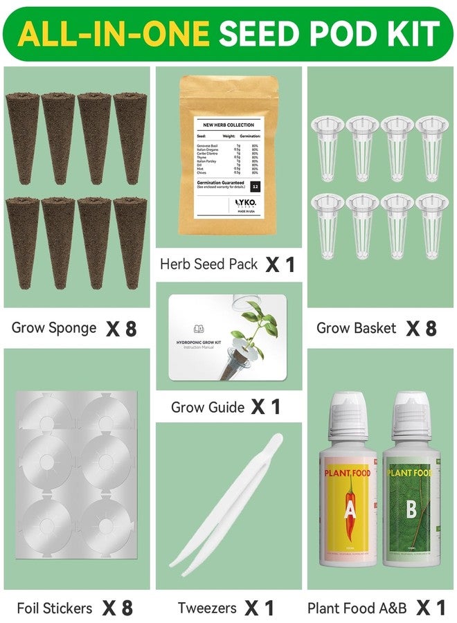 LYKOCLEAN Gourmet Herb Seed Pod Kit Compatible with AeroGarden, idoo, Ahopegarden, Gardencube with Basil, Parsley, Thyme, Mint, Cilantro, Dill, Oregano, Chives - Compatible with All Hydroponics(8-Pod) - Image 3