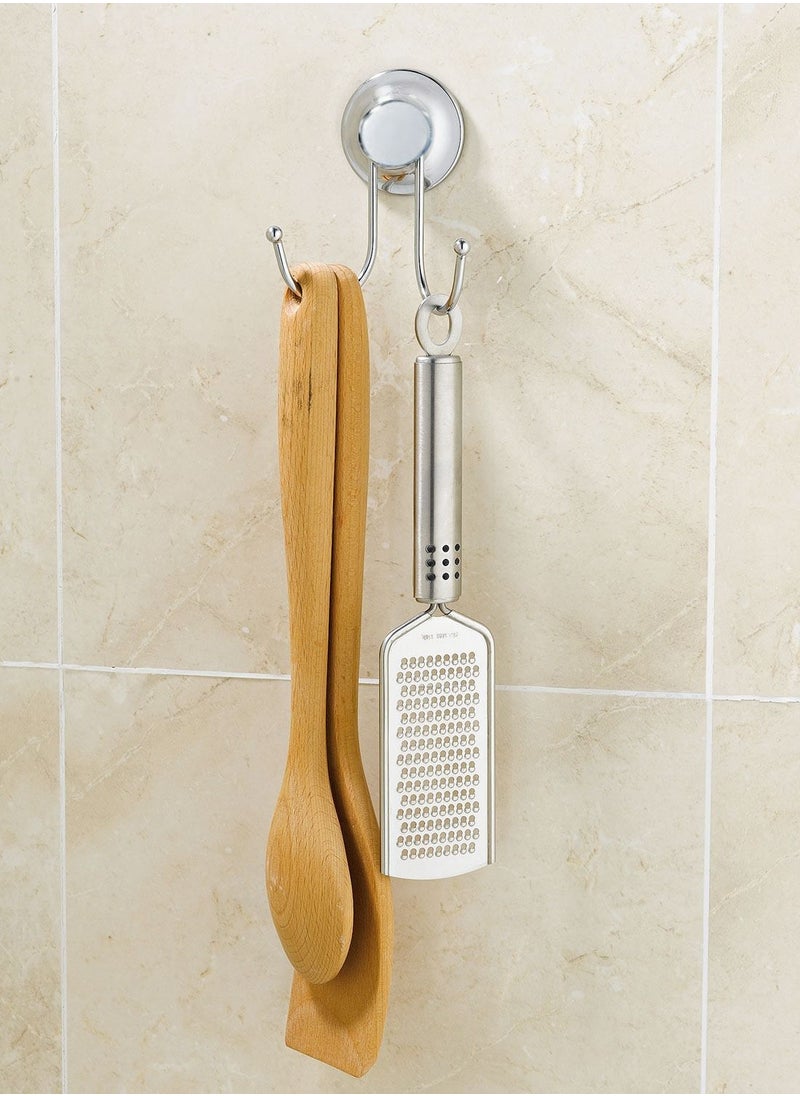 EVERLOC Everloc Utility Double Hooks No Drilling, No Screws, No Glue, No Adhesive, Vacuum Suction  Wall Mounted Chrome  for Hanging Napkin, Scarf, Towel, Key, Cap, Hat, Kitchen and Bathroom tools, EVL-10249  - Image 2