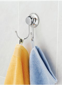 EVERLOC Everloc Utility Double Hooks No Drilling, No Screws, No Glue, No Adhesive, Vacuum Suction  Wall Mounted Chrome  for Hanging Napkin, Scarf, Towel, Key, Cap, Hat, Kitchen and Bathroom tools, EVL-10249  - Image 1