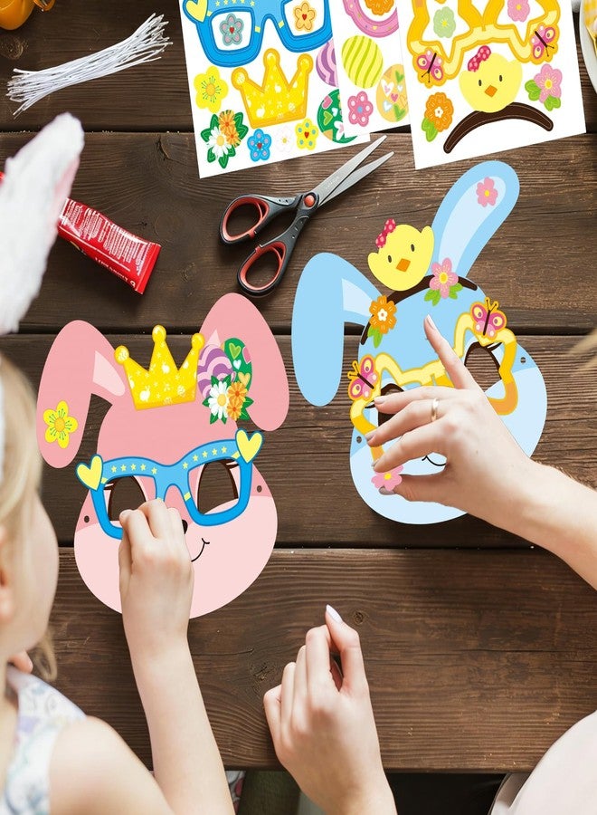 WorldBazaar Easter Bunny Mask Crafts 24 Packs DIY Paper Spring Bunny Mask with Stickers Classroom Family Activities Spring Crafts Easter Party Supplies - Image 5