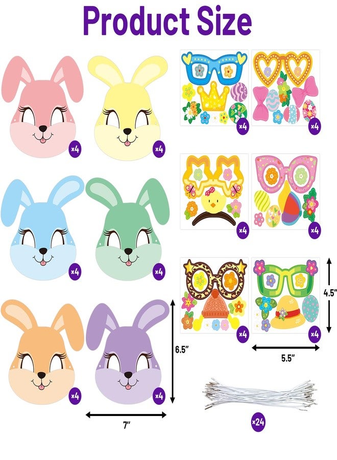 WorldBazaar Easter Bunny Mask Crafts 24 Packs DIY Paper Spring Bunny Mask with Stickers Classroom Family Activities Spring Crafts Easter Party Supplies - Image 3