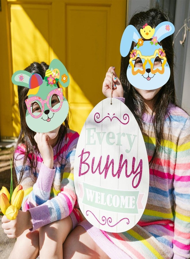 WorldBazaar Easter Bunny Mask Crafts 24 Packs DIY Paper Spring Bunny Mask with Stickers Classroom Family Activities Spring Crafts Easter Party Supplies - Image 4