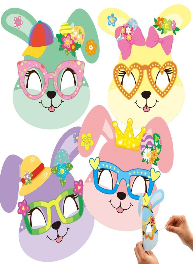 WorldBazaar Easter Bunny Mask Crafts 24 Packs DIY Paper Spring Bunny Mask with Stickers Classroom Family Activities Spring Crafts Easter Party Supplies - Image 2
