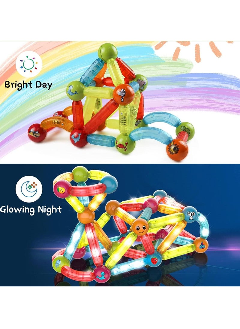 Generic - 52 PCS Light Magnetic Building Blocks Toy for Kids  Magnetic Sticks and Balls Set- Different Sizes & Curve Shaped - for Boys and Girls - Image 1