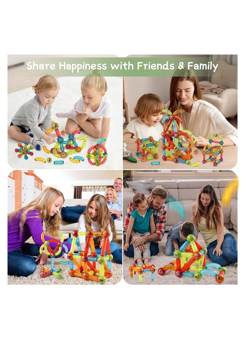 Generic - 52 PCS Light Magnetic Building Blocks Toy for Kids  Magnetic Sticks and Balls Set- Different Sizes & Curve Shaped - for Boys and Girls - Image 1