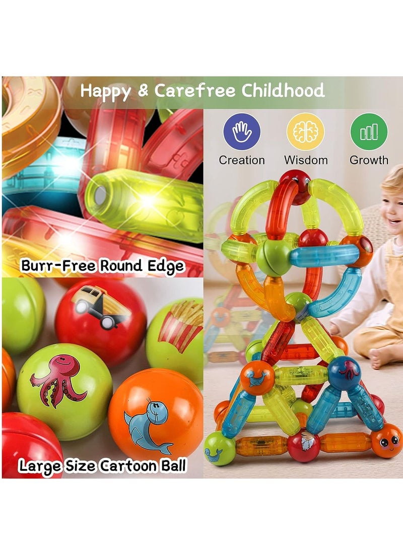 Generic - 52 PCS Light Magnetic Building Blocks Toy for Kids  Magnetic Sticks and Balls Set- Different Sizes & Curve Shaped - for Boys and Girls - Image 1