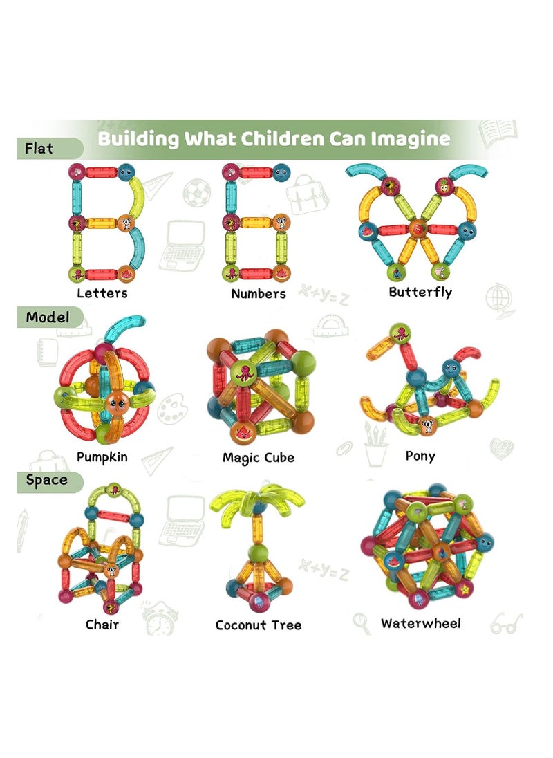 Generic - 52 PCS Light Magnetic Building Blocks Toy for Kids  Magnetic Sticks and Balls Set- Different Sizes & Curve Shaped - for Boys and Girls - Image 1