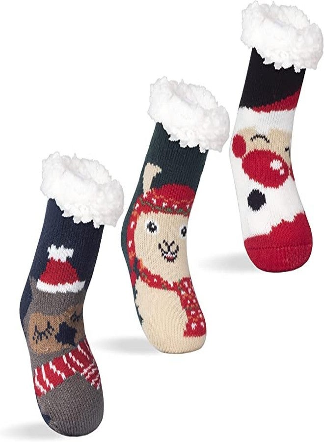 KETKAR Baby Boy Girl Winter Thick Fur Cozy Socks Toddler Anti-Slip Cuff Ankle Length Socks_Pack OF 03_Sck004(3-7 Years,Multicolour6) - Image 1