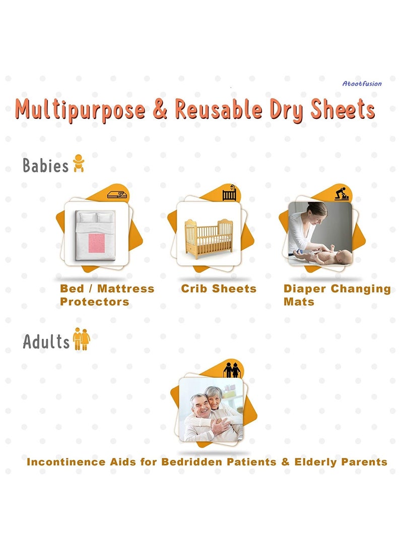 ATOOTFUSION Baby Dry Sheet Water Resistant Bed Protector Washable Waterproof Mattress Protector Urine Bedwetting Reusable Mat for Toddler Underpad Sheet for Incontinence Large 55x39 Sky Blue  - Image 5