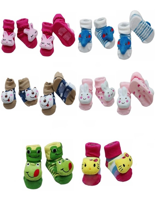 Natali Traders Baby Boy's Ankle Length Cotton Socks for Newborn Baby Boys, Girls - 3 to 12 Months Baby - Anti Slip Socks Grip Socks - Multicolor Pack of 10 Pair - Image 1