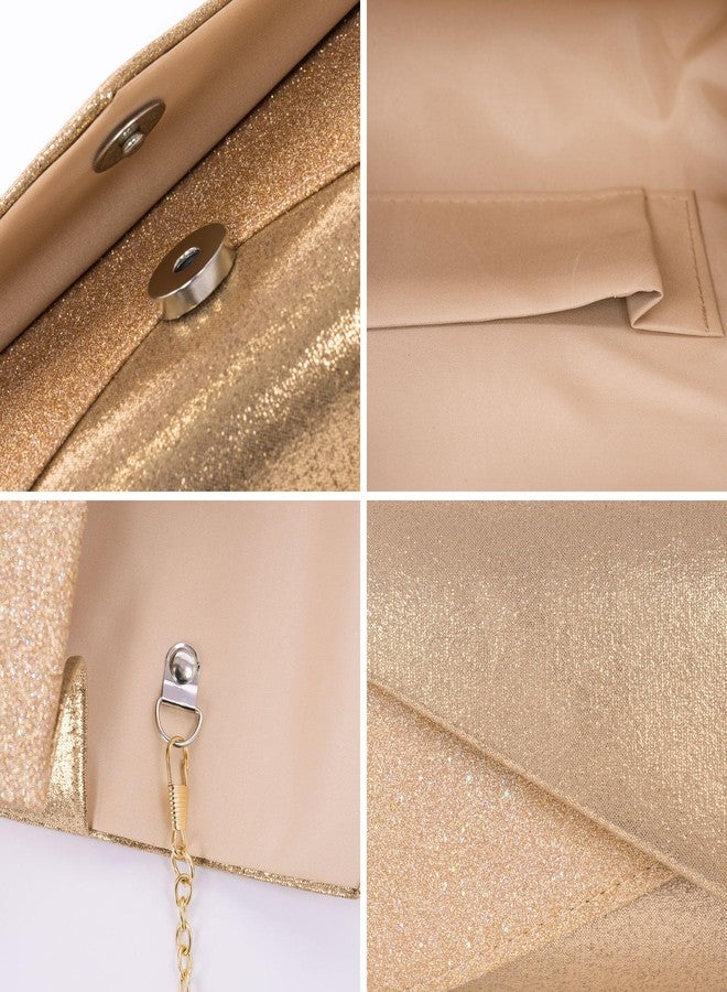 Toptime Clutch Purses for Women Glossy & Shiny Envelope Evening Bag Formal Splicing Handbags for Wedding Cocktail Prom (Rose Gold) - Image 5