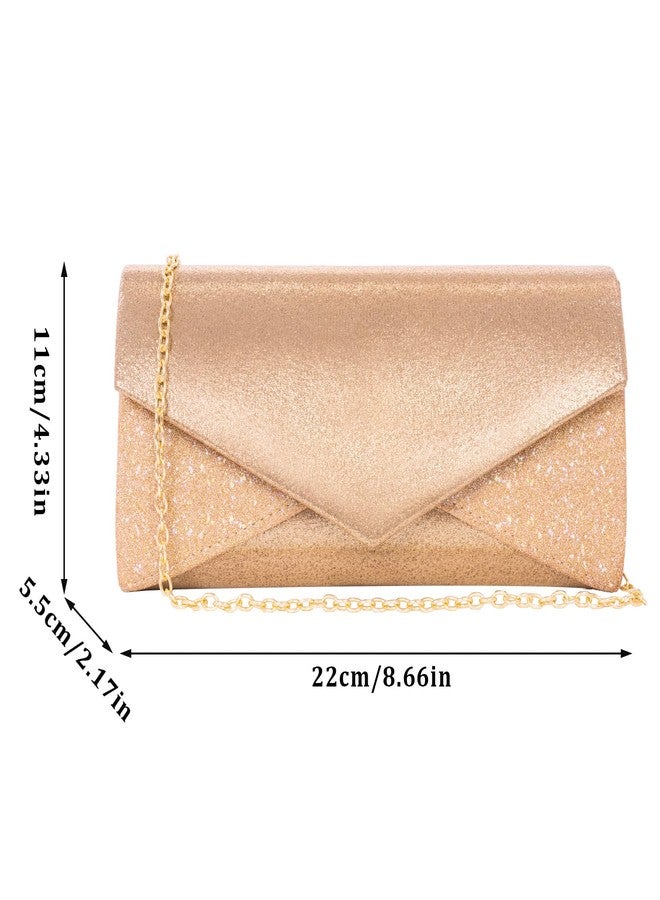 Toptime Clutch Purses for Women Glossy & Shiny Envelope Evening Bag Formal Splicing Handbags for Wedding Cocktail Prom (Rose Gold) - Image 2