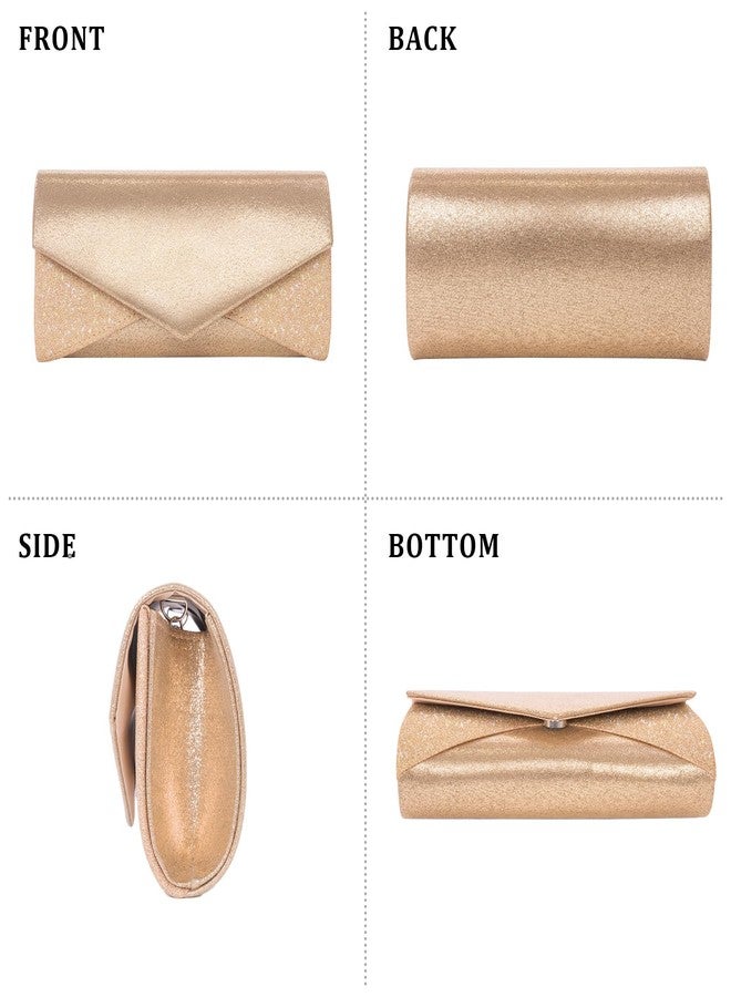 Toptime Clutch Purses for Women Glossy & Shiny Envelope Evening Bag Formal Splicing Handbags for Wedding Cocktail Prom (Rose Gold) - Image 4