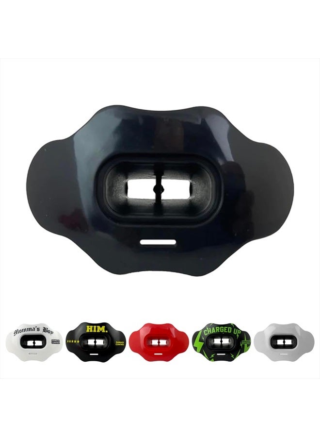 DAMAGE CONTROL واقي الفم - واقي فم للشباب يحمي الشفاه والأسنان - بدون مصاصة مغلية، قطعة فم قابلة للتنفس - قطعة فم كرة القدم - تعمل مع التقويم - حزام خوذة متضمن - Image 1