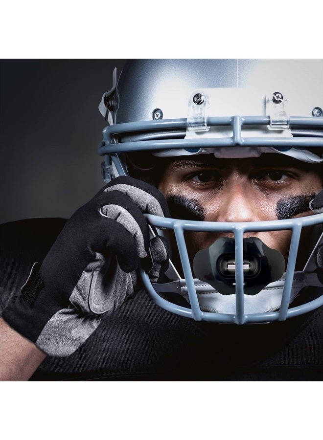 DAMAGE CONTROL واقي الفم - واقي فم للشباب يحمي الشفاه والأسنان - بدون مصاصة مغلية، قطعة فم قابلة للتنفس - قطعة فم كرة القدم - تعمل مع التقويم - حزام خوذة متضمن - Image 3