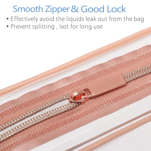 PACKISM TSA Approved Toiletry Bag - Clear Makeup Bags in 2 Size, Durable with Supporting Frame, Perfect for Travel Essentials, Carry-on Airport Airline Compliant Bag, Rose Pink - Image 5