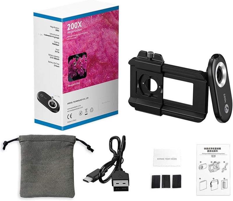 200x Pocket Microscope Phone Lens with CPL Filter Clip for Smartphone - Image 1
