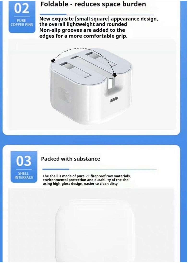 Generic - 50W iPhone 16/15 Pro Max Charger with Two USB C Ports with 1 Meter iPhone Fast Charging Cable C-Type to C-Type for iPhone 16/15 Pro max/15 Pro/15 plus/15, Samsung S24, and All USB C Phones/Tablets - Image 1