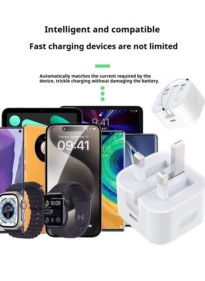 Generic - 50W iPhone 16/15 Pro Max Charger with Two USB C Ports with 1 Meter iPhone Fast Charging Cable C-Type to C-Type for iPhone 16/15 Pro max/15 Pro/15 plus/15, Samsung S24, and All USB C Phones/Tablets - Image 1