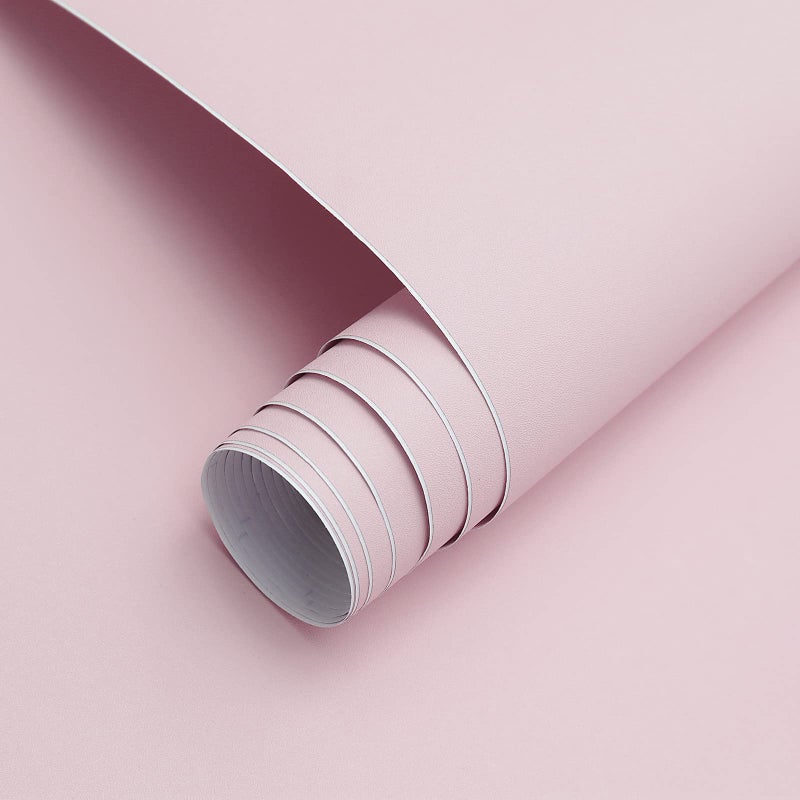 HeloHo Solid Light Pink Wallpaper Matte Textured Peel and Stick Wallpaper 118X157 Modern Self Adhesive Removable Wall Paper Waterproof Contact Paper for Living Room Bedroom Decor