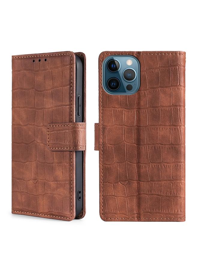 Zaboon Case For iPhone 13 Pro Skin Feel Crocodile Texture Magnetic Clasp Horizontal Flip PU Leather Case with Holder & Card Slots & Wallet - Image 1