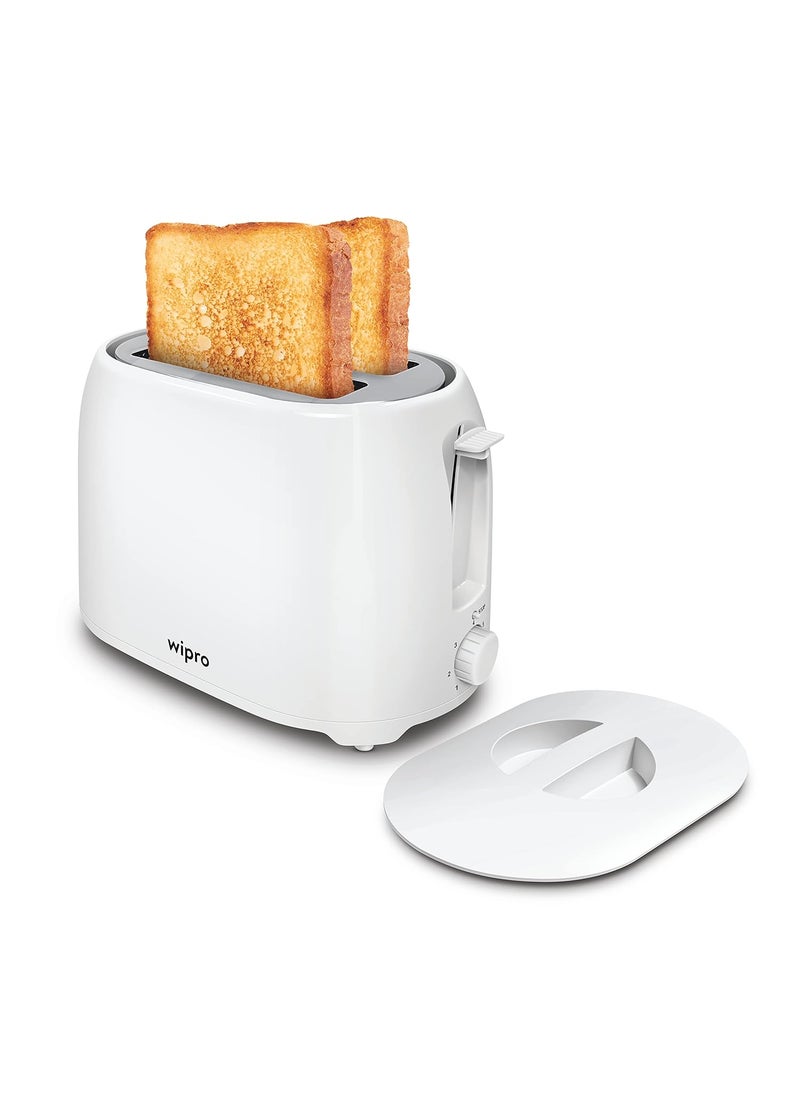 Wipro Vesta Bread Toaster BT101 750 Watts Auto Pop up with Removable Crumb Tray 7 Browning Levels White Standard