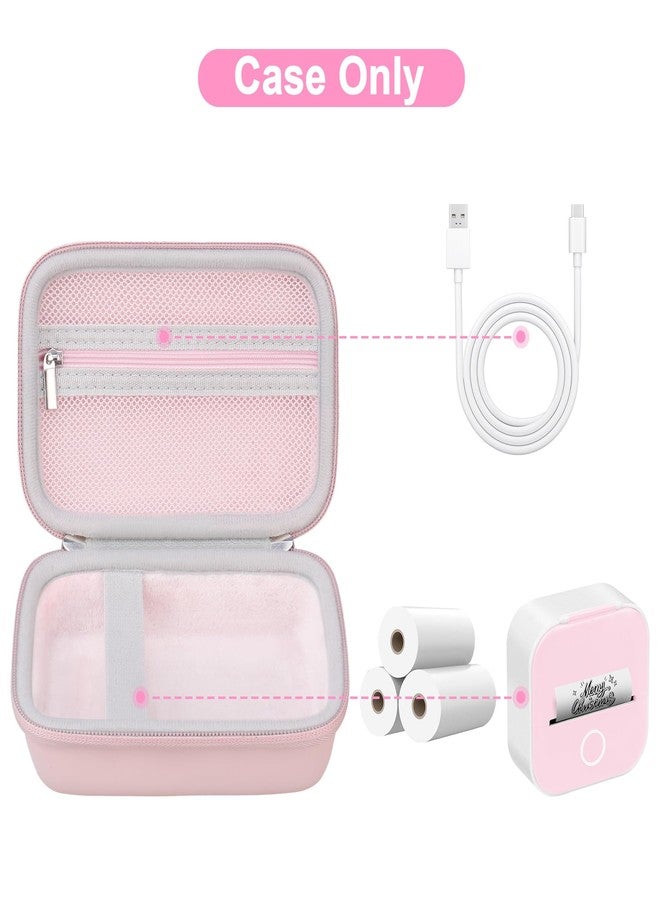 Canboc Carrying Case for Memoking/Ponek/Phomemo/Omezizy/Memoqueen T02 Mini Printer Sticker Printer, T02 Portable Thermal Printer Box for Thermal Paper, USB Cable, Pink (Case Only) - Image 2