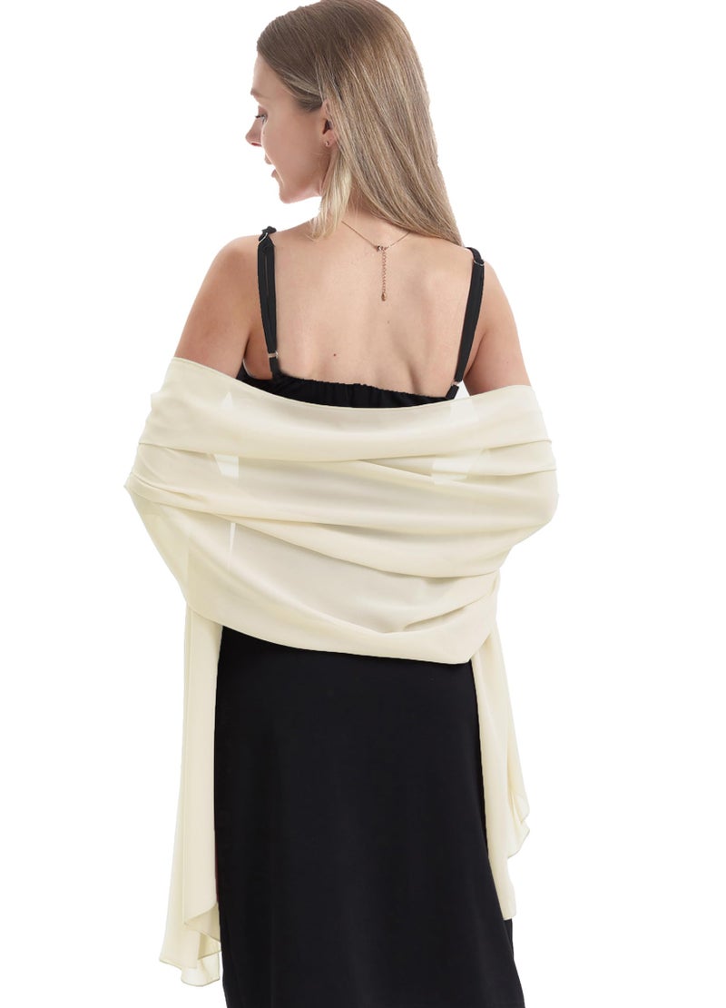 Hotshawl Chiffon Shawls and Wraps for Evening Dresses Women Elegant Soft Scarf Bridal Scarve Wedding Stole (Pale Champagne, One Size) - Image 2