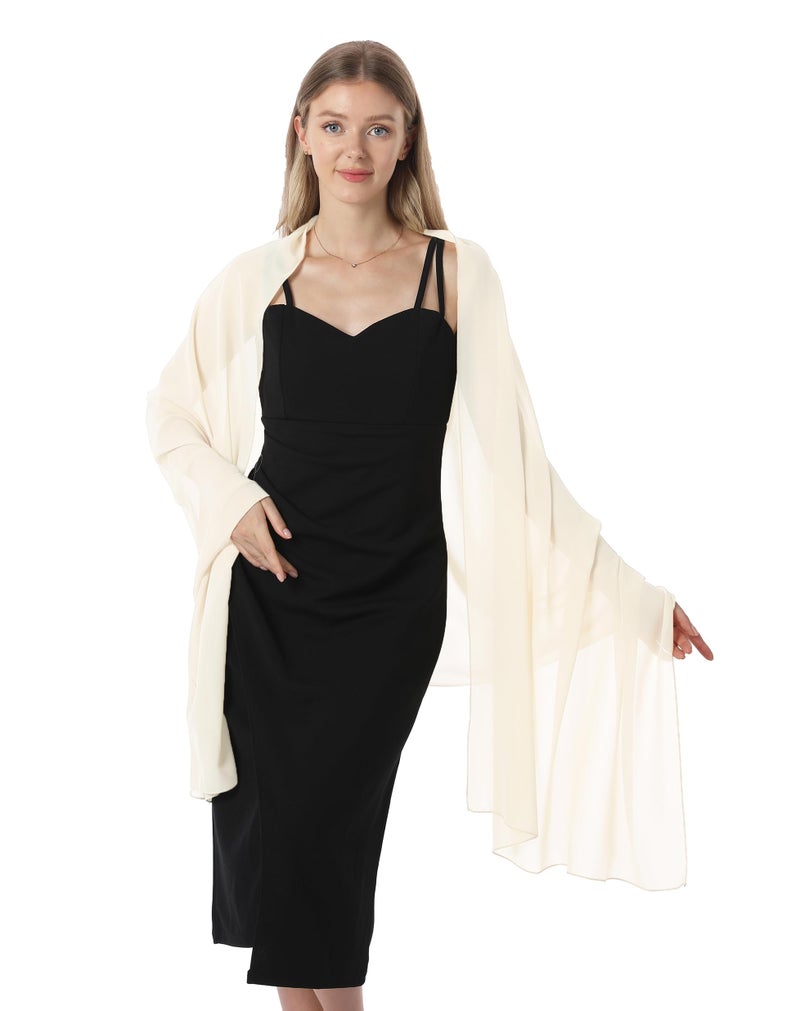 Hotshawl Chiffon Shawls and Wraps for Evening Dresses Women Elegant Soft Scarf Bridal Scarve Wedding Stole (Pale Champagne, One Size) - Image 4