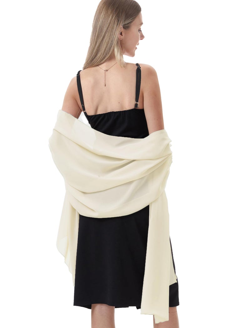Hotshawl Chiffon Shawls and Wraps for Evening Dresses Women Elegant Soft Scarf Bridal Scarve Wedding Stole (Pale Champagne, One Size) - Image 3