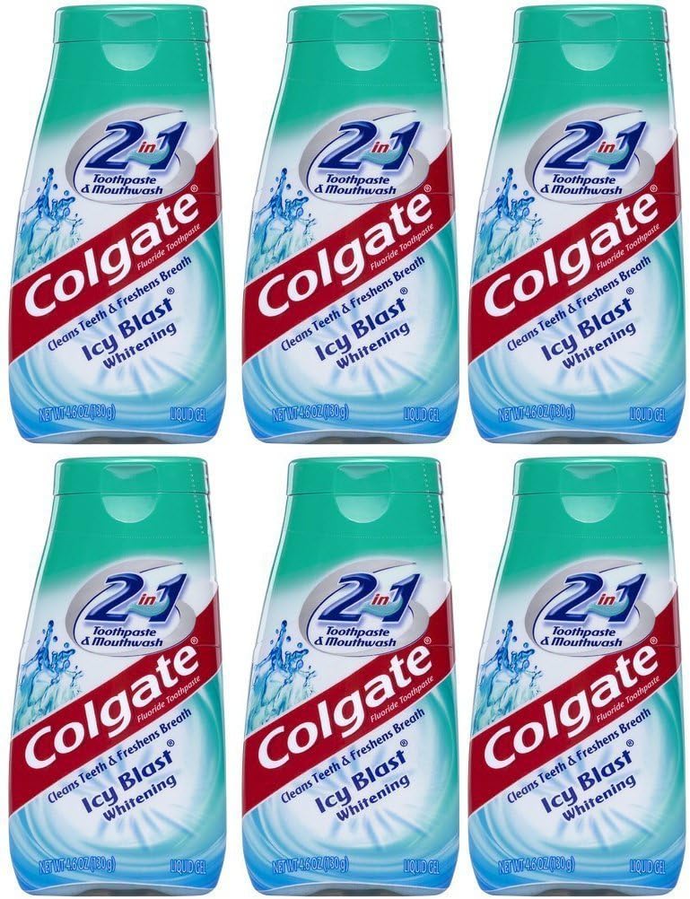 Colgate 2-in-1 Toothpaste & Mouthwash, Whitening Icy Blast, 4.6-Ounce Tubes (Pack of 6) - Image 1