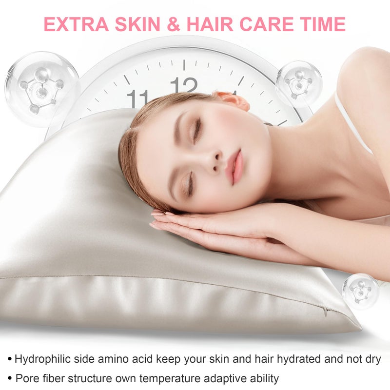 LYSHIN Mulberry Silk Pillow Cases 2 Pack Standard Size 20x26 Inches with Hidden Zipper  Ultra Smooth and Soft Breathable Cooling Silk Satin Pillowcase Set of 2  Better for Hair and Skin  Gifts for Women Men - Image 3