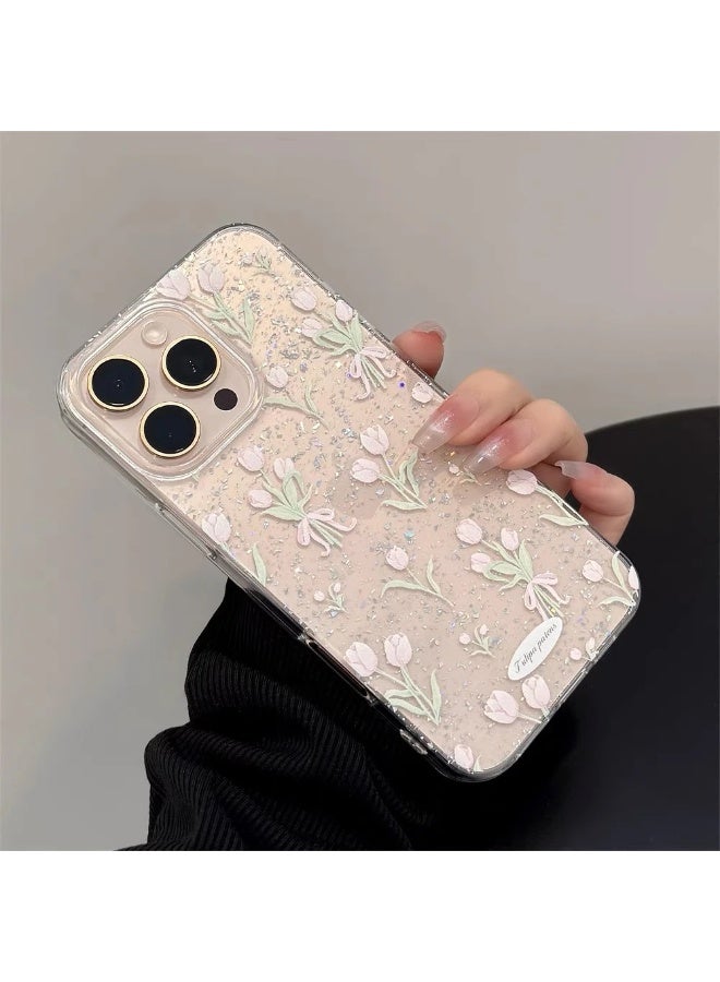 NIBEMINENT A Screen Full Of Pink Tulips Protective TPU Case Cover For iPhone 14 Plus - Image 1