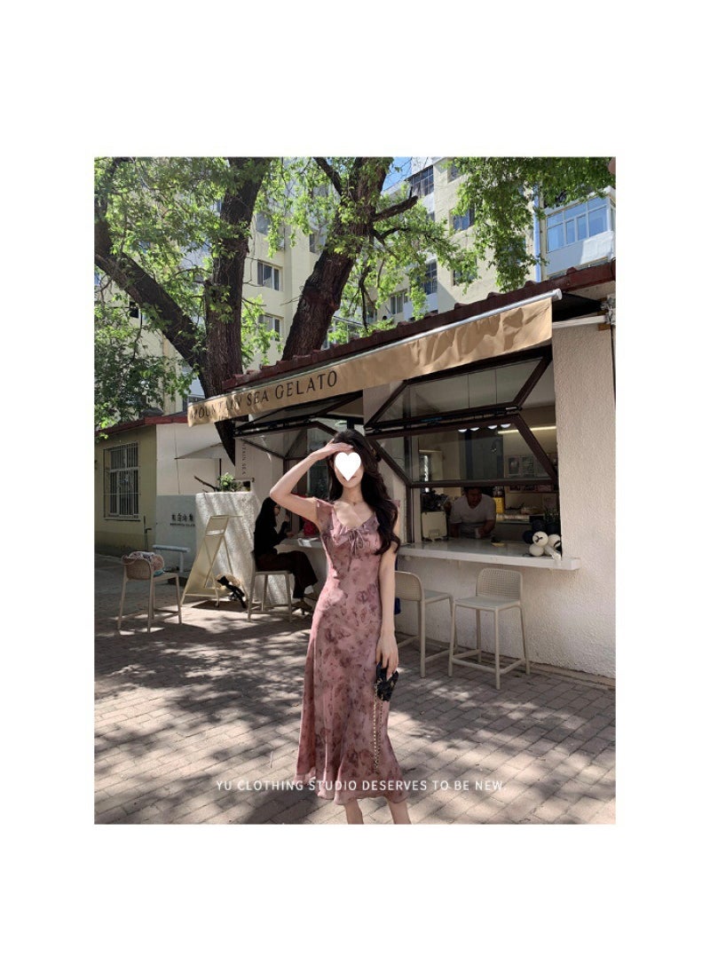2024 Summer Slimming Butterfly Print Maxi Dress YY8065 picture color (double layer)