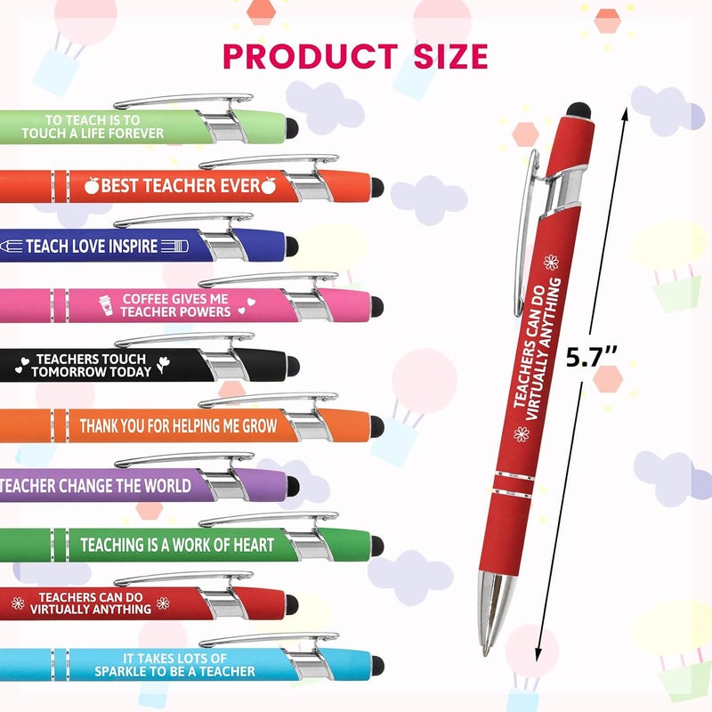 Fancy Land Teacher Ballpoint Pens Teacher Appreciation Gift Inspirational Motivational Pen Set for Teachers School Classroom Office Supplies Graduation Holiday Favors 10Pcs - Image 2