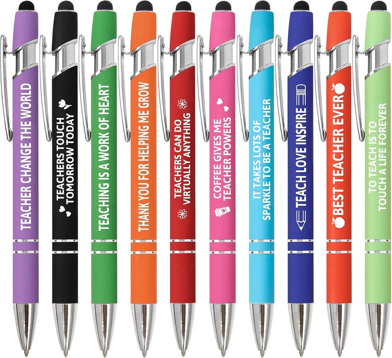 Fancy Land Teacher Ballpoint Pens Teacher Appreciation Gift Inspirational Motivational Pen Set for Teachers School Classroom Office Supplies Graduation Holiday Favors 10Pcs - Image 1