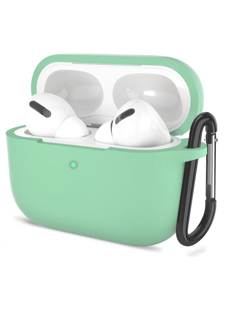 Soft Silicone Skin Shock-Absorbing Protective Case Cover for Apple Airpods Pro2  2nd Gen with Keychain, Front LED Visible (Turquoise)