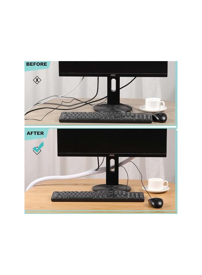 PROMASS Cable Sleeve Cover, 10ft - 1 inch Cord Management Wire Organizer Under Desk, Home Office Computer Wire Cover Hider Cord Protector, Protect Pet Cat Dog from Chewing, White - Image 3