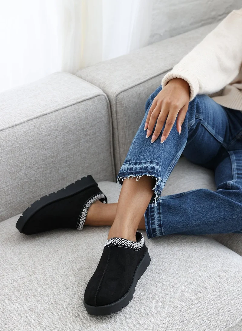 Where's That From 'Oak' Aztec Detail Faux Fur Lining Mini Boots