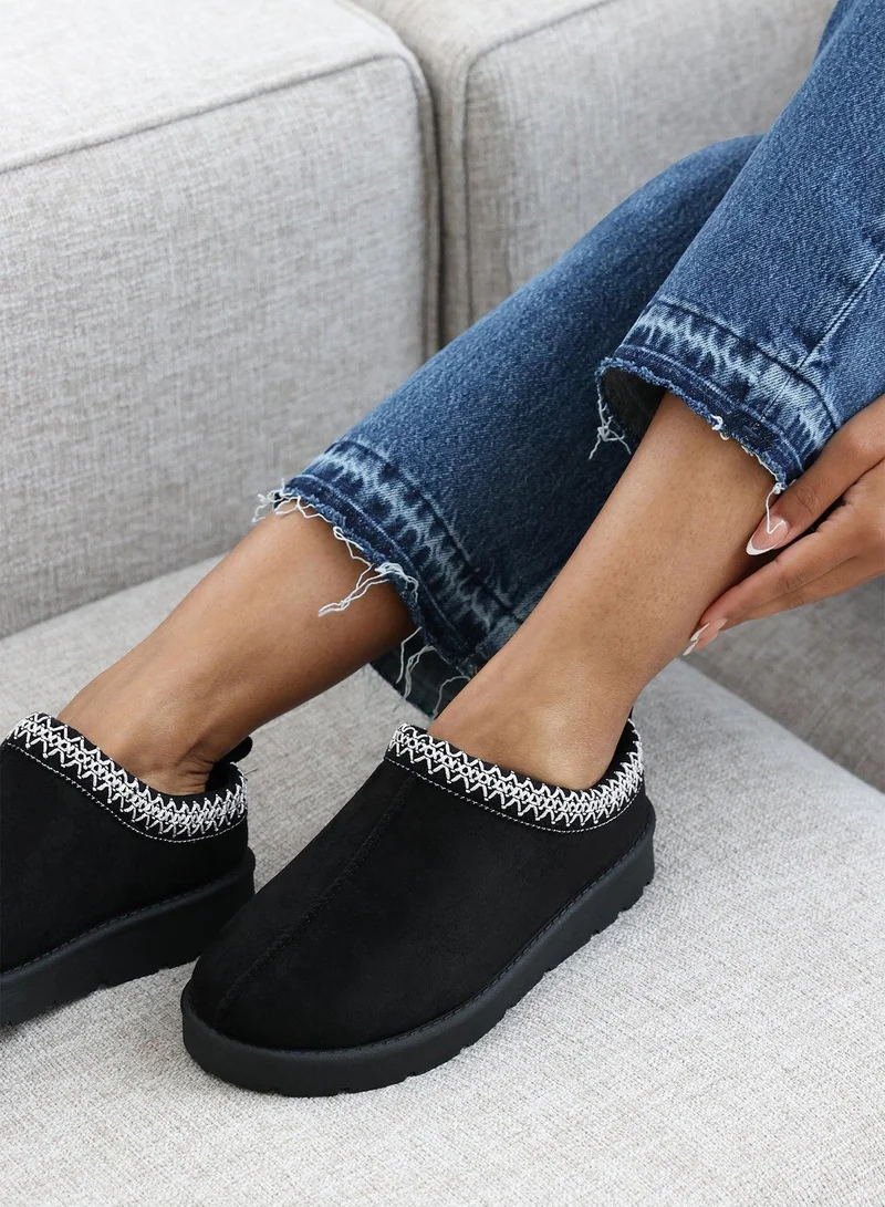 Where's That From 'Oak' Aztec Detail Faux Fur Lining Mini Boots