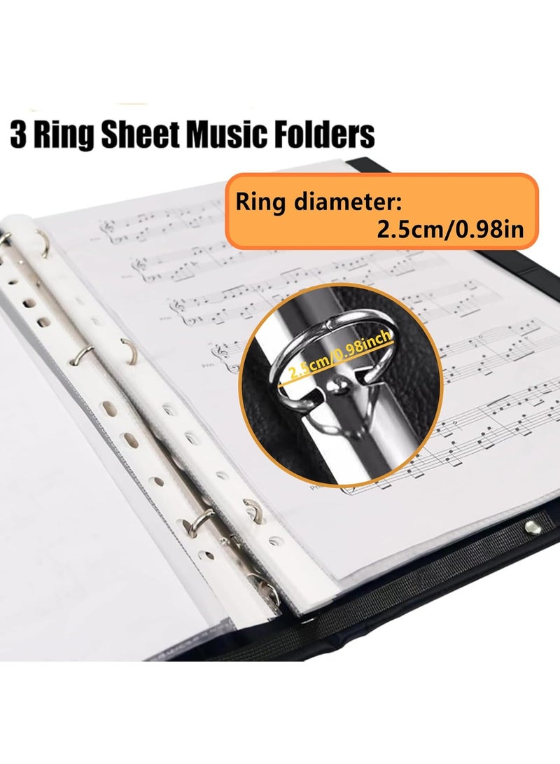 NANAO PU Leather Choir Music Folder, 3 Ring Black Binder with Adjustable Band,Sheet Music Folder fit Letter Size, for Choral Performances at Concerts - Image 5