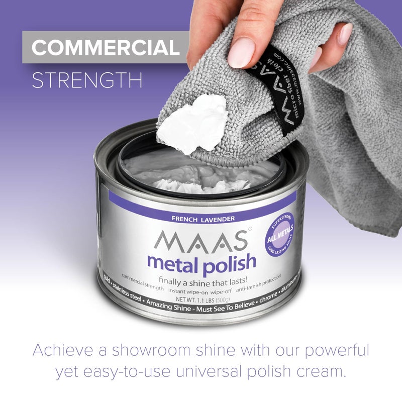 MAAS Metal Polish 1.1lb Can, Universal Metal Cleaner for All Metals, Clean, Polish, and Protect Silver, Gold, Brass, Copper, Stainless Steel, and More, Tarnish Remover and Silver Cleaner for Jewelry - Image 2