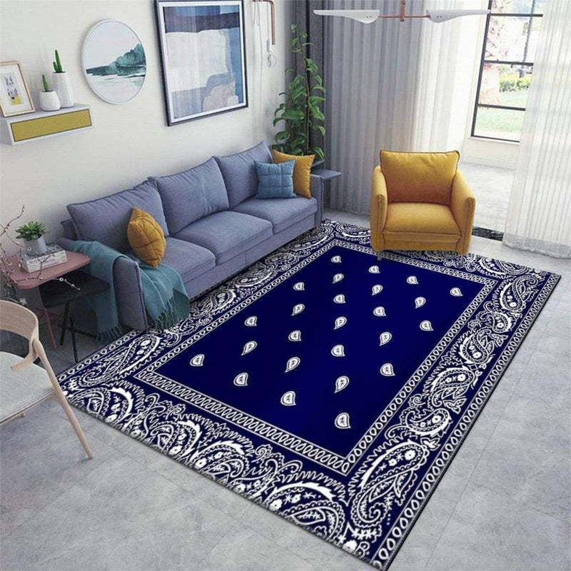 ZOANIML Bandana Blue Area Rugs NonSlip Floor Mat Doormats Home Runner Rug Carpet for Bedroom Indoor Outdoor Kids Play Mat Nursery Throw Rugs Yoga Mat 