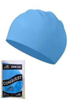 CONQUEST Silicone Swim Cap Protect your hair and enjoy a comfortable workout with the Swim Cap - Blue  - Image 4