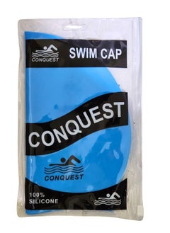 CONQUEST Silicone Swim Cap Protect your hair and enjoy a comfortable workout with the Swim Cap - Blue  - Image 3