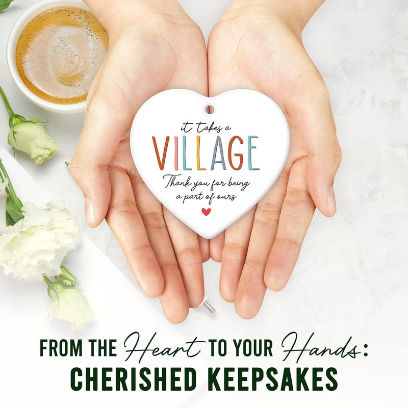 HEXMOZ Thank You Gifts for Women Men - Teacher Appreciation Gifts - Nurses Week Gift - Appreciation Gift for Teacher Nurse Coworker Employee Daycare Provider Nanny Babysitter - Xmas Heart Ornament - Image 3